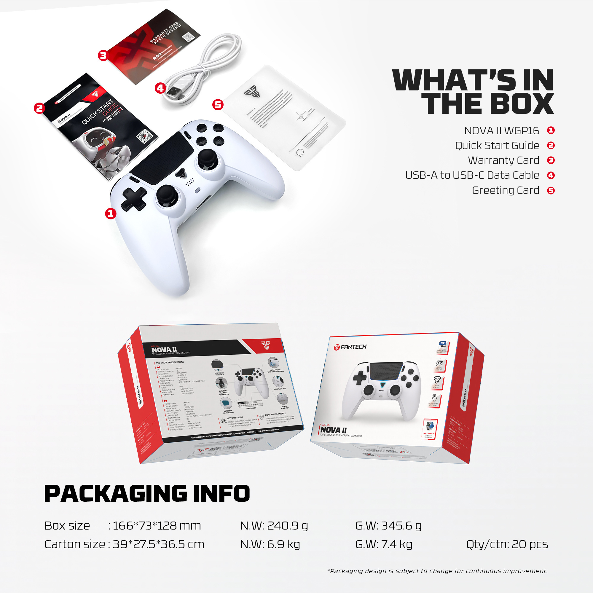WGP16 NOVA II White Control Inalámbrico Multiplataforma Switch 2 PC PS4 17