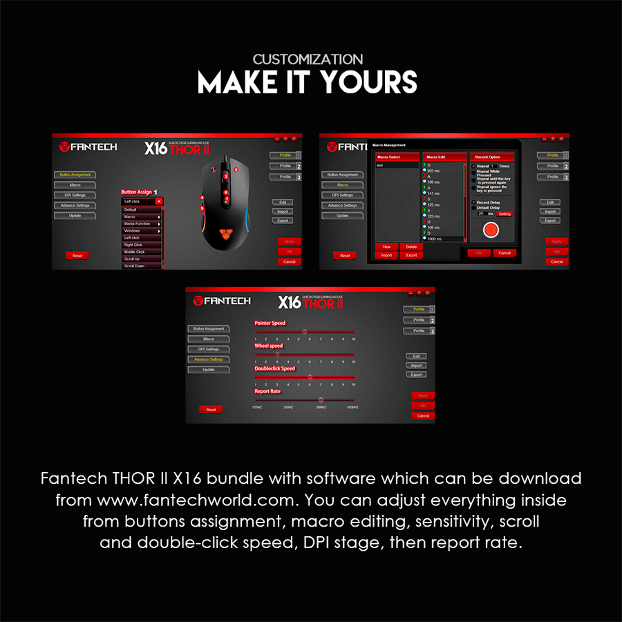 X16 THOR Black Mouse 4.200 DPI 12