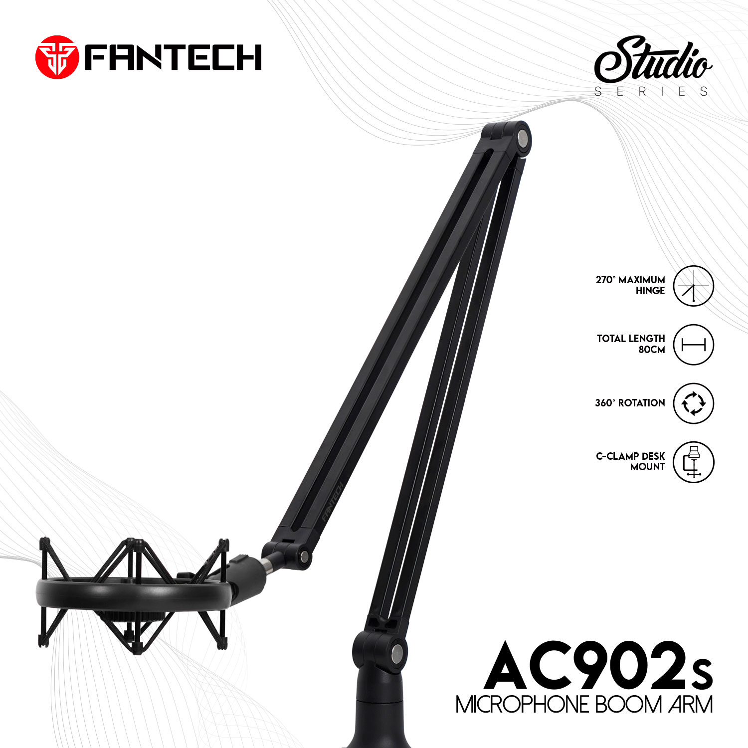 AC902s Black Soporte de Micrófono Boom Arm 10