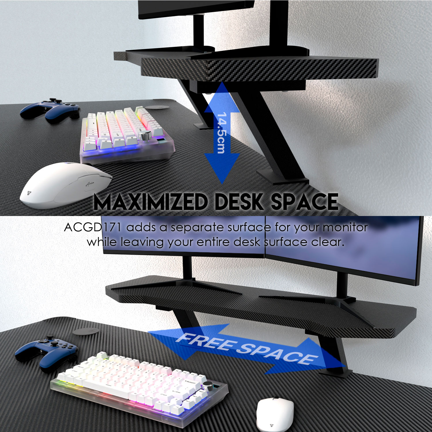 ACGD171 Black Soporte Monitores Escritorio 4
