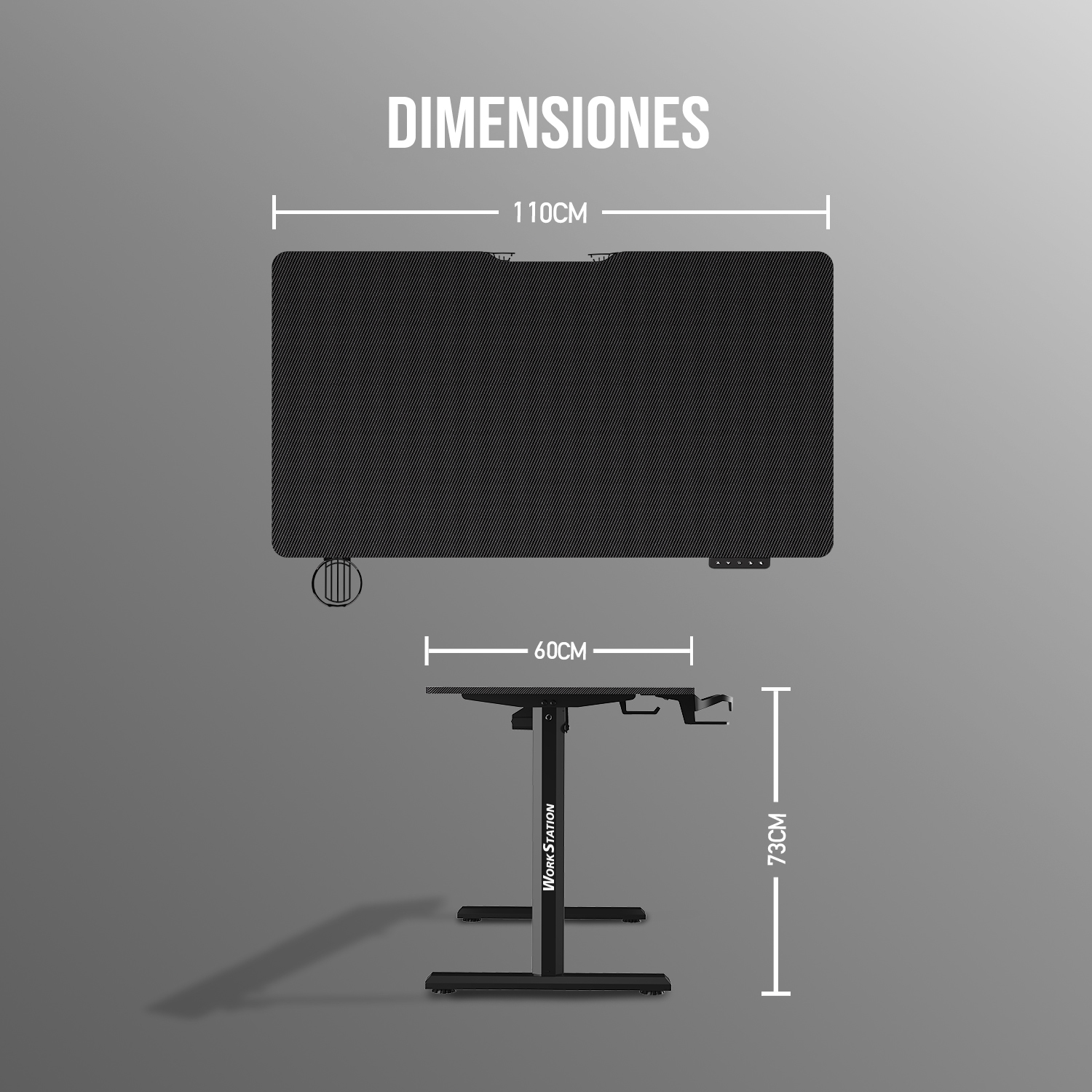 WS311 WORKSTATION Carbon Black Escritorio con Control de Elevación Automática 10
