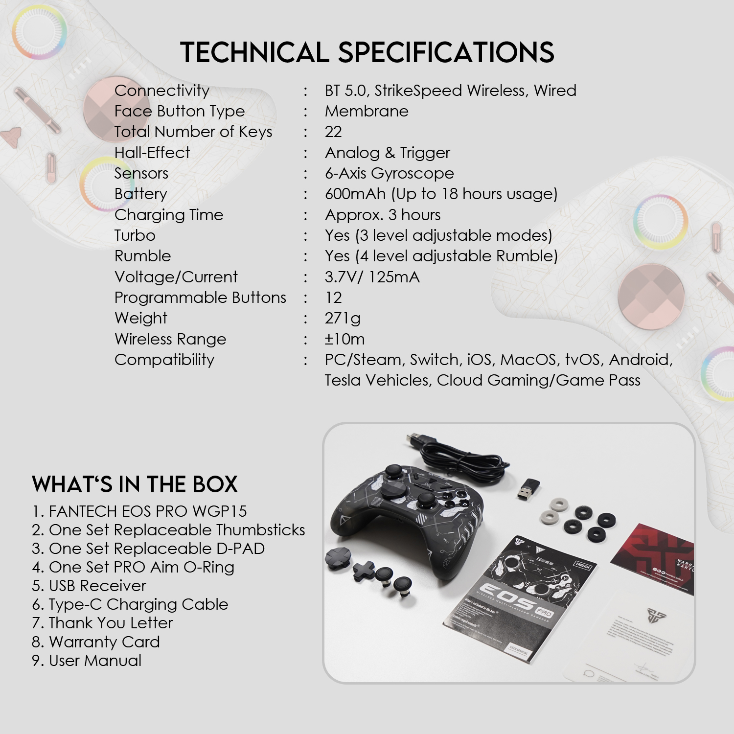 WGP15 EOS PRO Electra Control Inalámbrico Multiplataforma PC Nintendo Switch 14