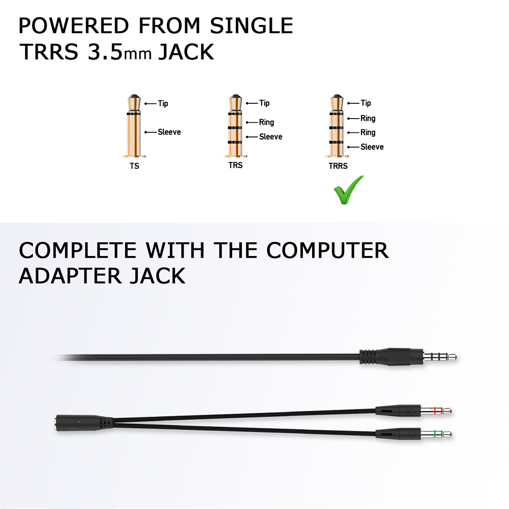 MH82 ECHO Black Audífonos Multiplataforma 3.5 mm Splitter 5