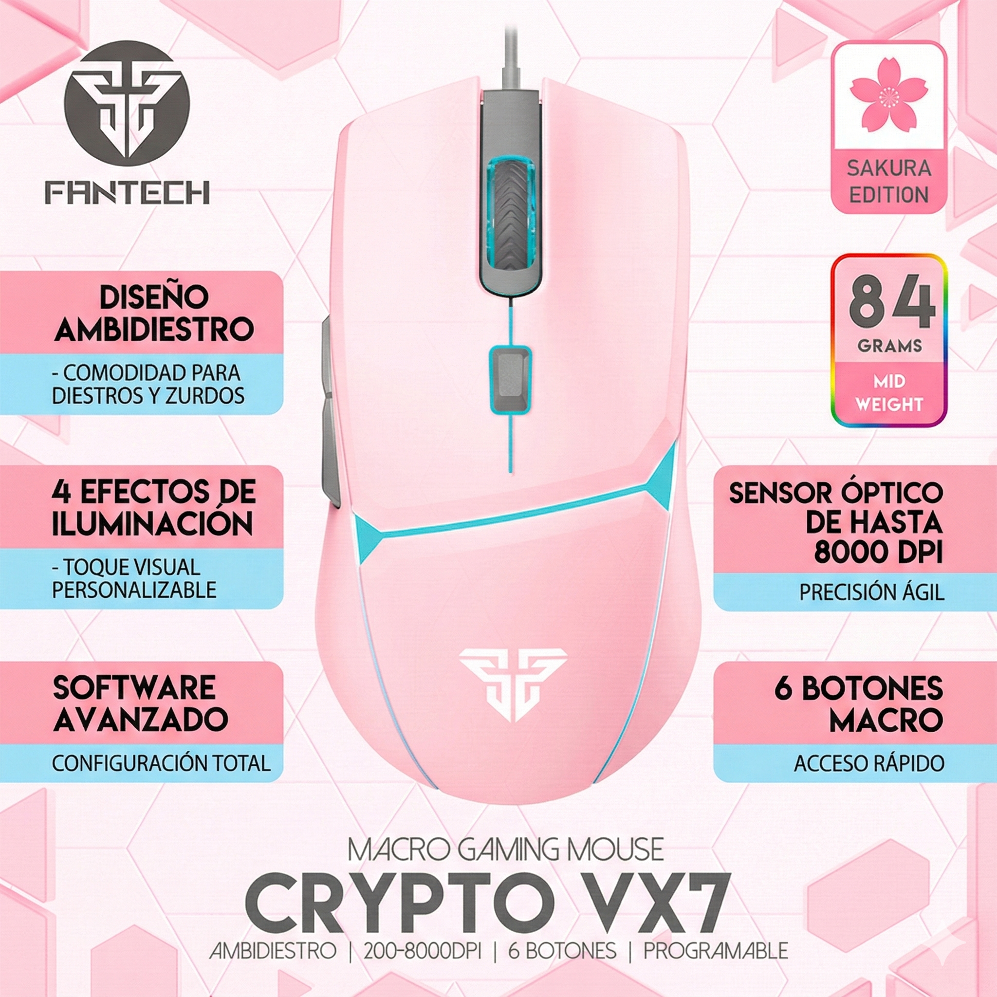 VX7 CRYPTO Space Mouse 8.000 DPI 9