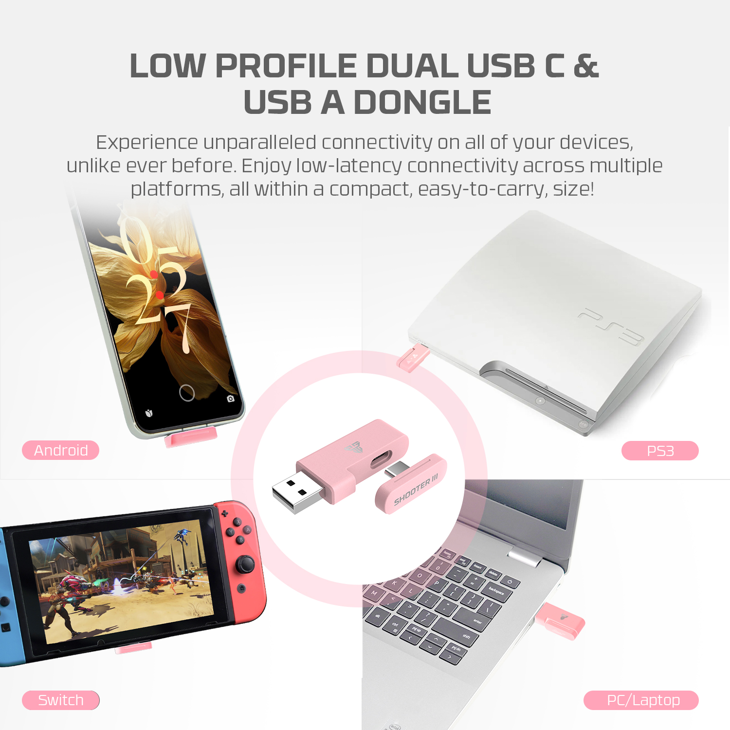 WGP13s SHOOTER III Pink Control Inalámbrico Multiplataforma PC Switch Mobile Playstation 8