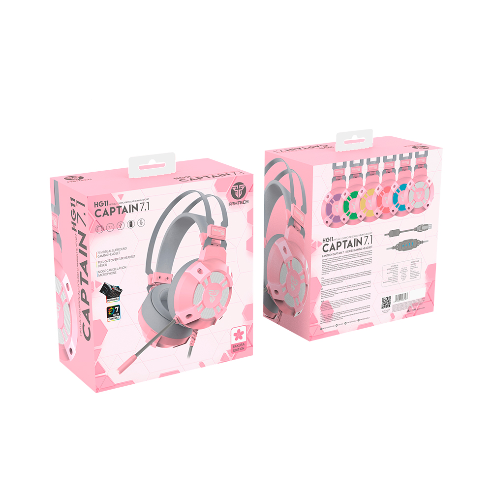 HG11 CAPTAIN Sakura Edition Audífonos USB 7.1 Virtual 3