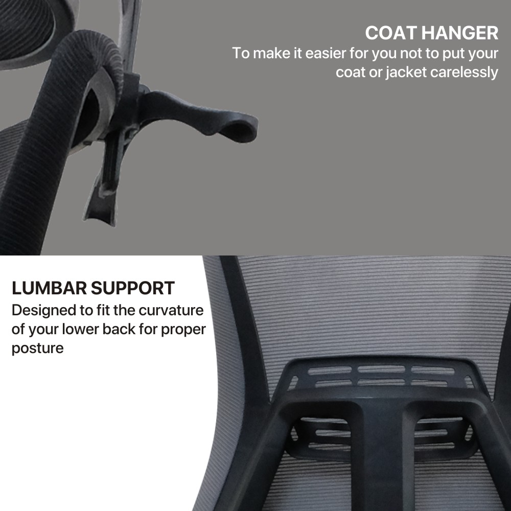 OCA258 Grey Silla ergonómica Oficina 9