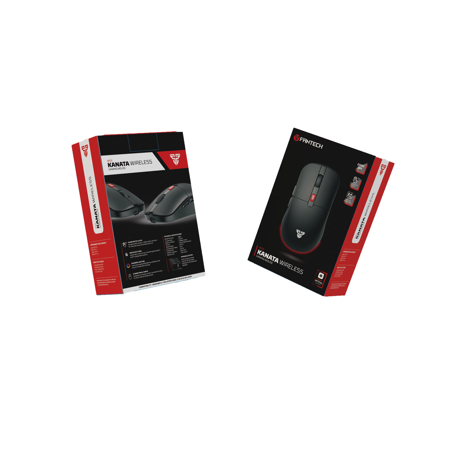 WG9 KANATA Black Mouse Inalámbrico 2.000 DPI 5