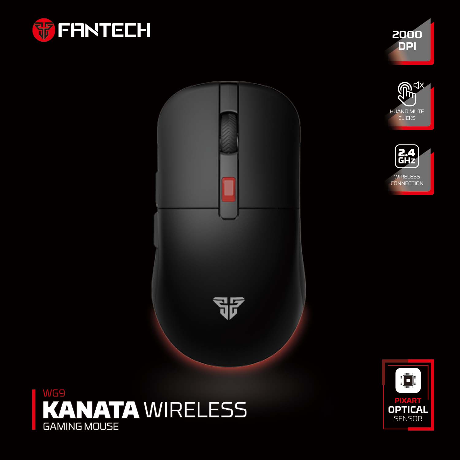 WG9 KANATA Black Mouse Inalámbrico 2.000 DPI 6