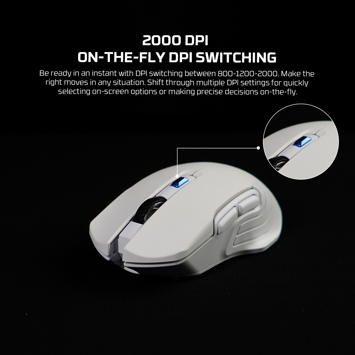 WG12Rs RAIGOR III White Mouse Inalámbrico 2.000 DPI 7
