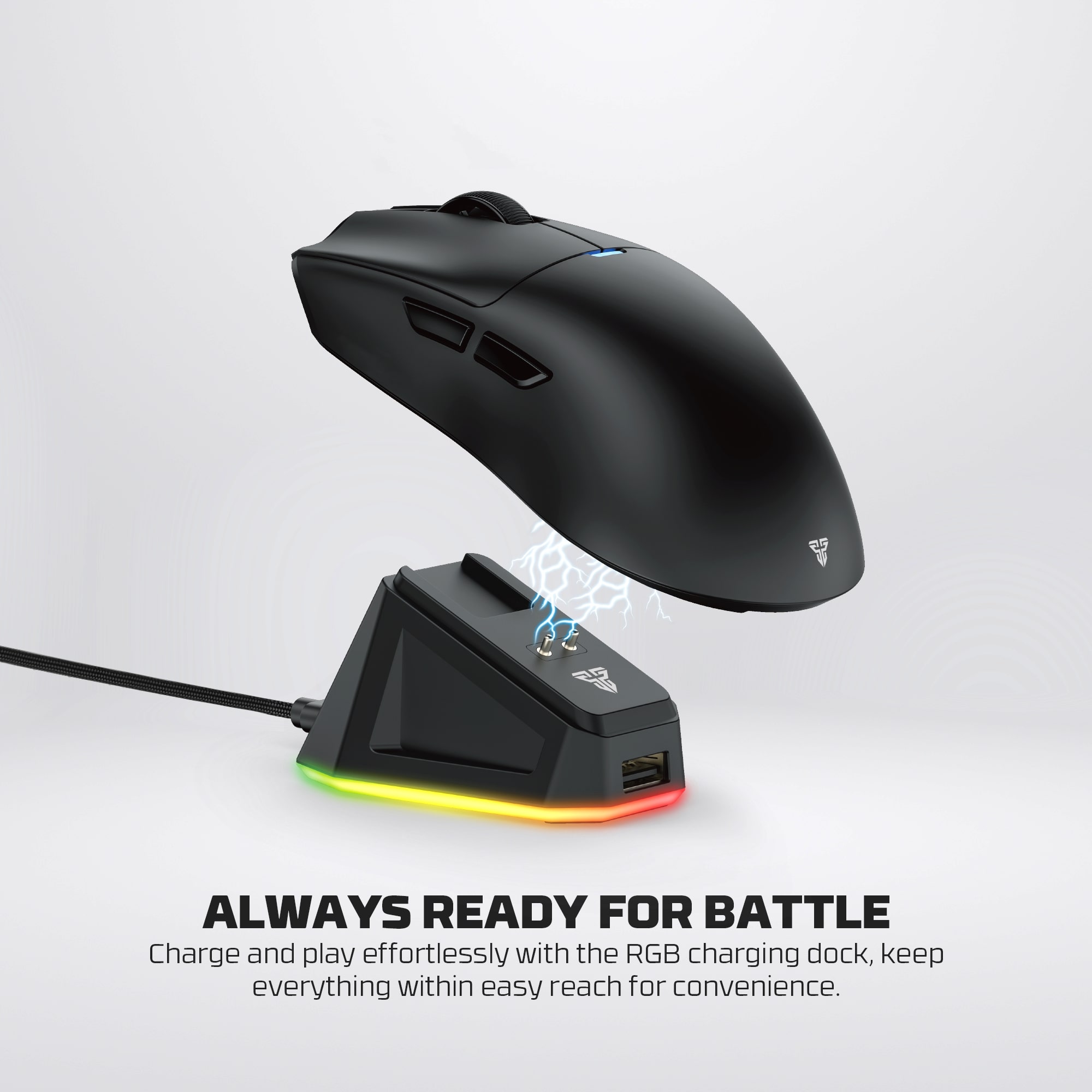 WG13E TANTO E Black Gaming Mouse Inalámbrico 12.000 DPI con dock de carga RGB 17