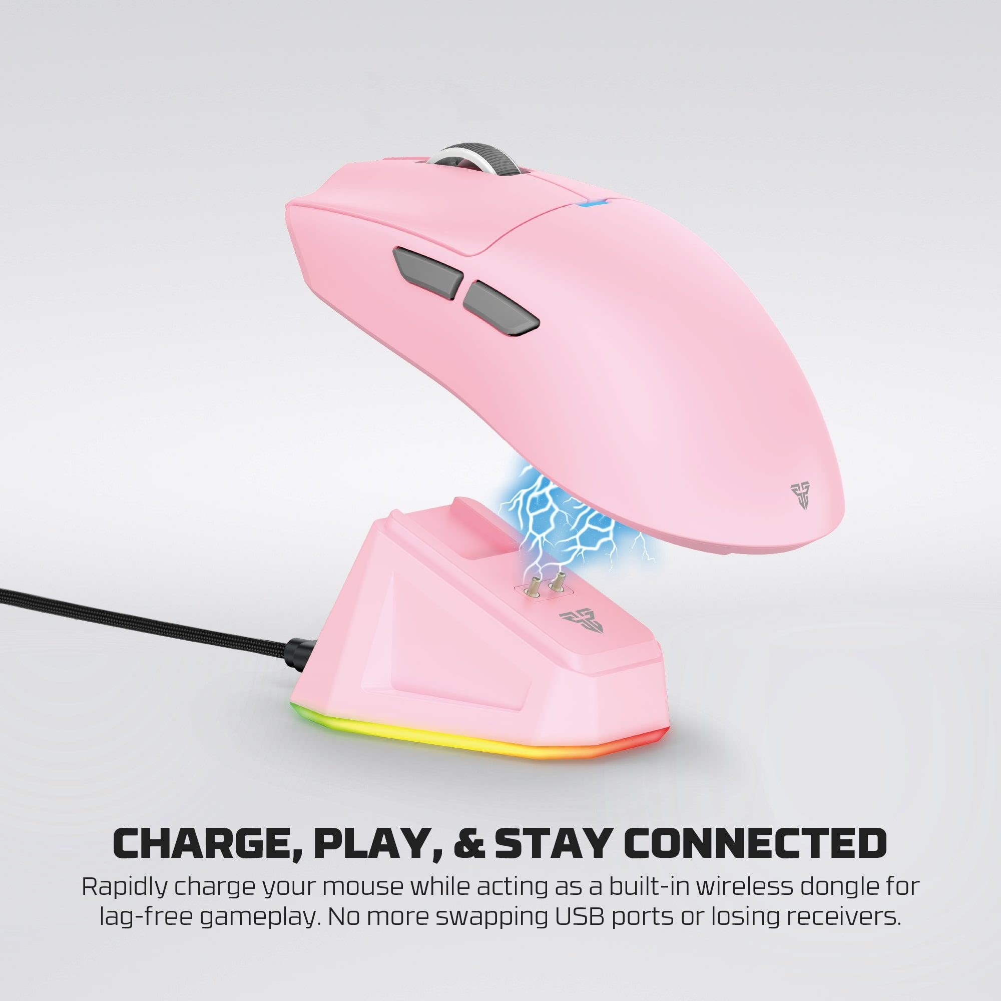 WG13s TANTO S Pink Ultimate Gaming Mouse Inalámbrico 26.000 DPI y 8.000 Hz con dock de carga RGB 13