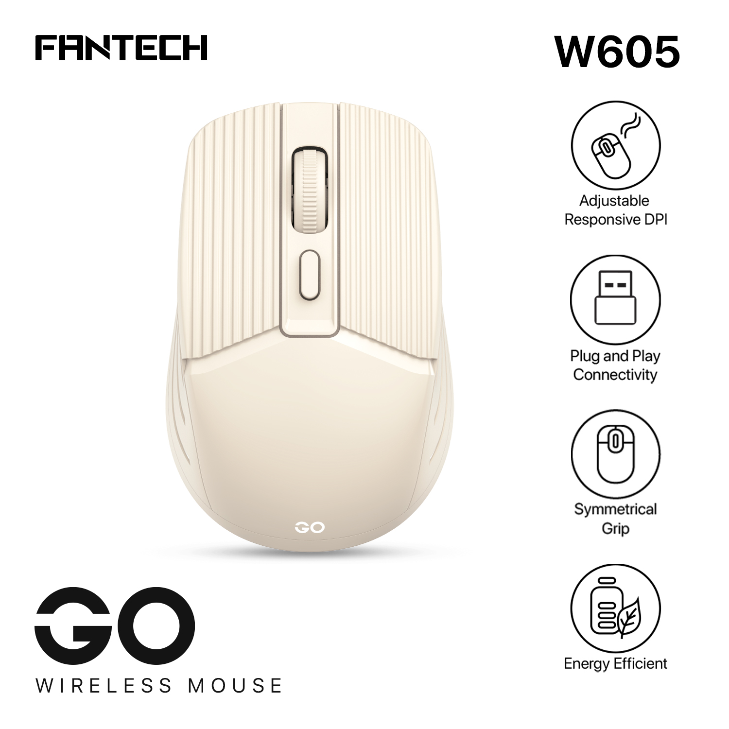 W605 GO White Mouse Inalámbrico Oficina 1.600 DPI 9