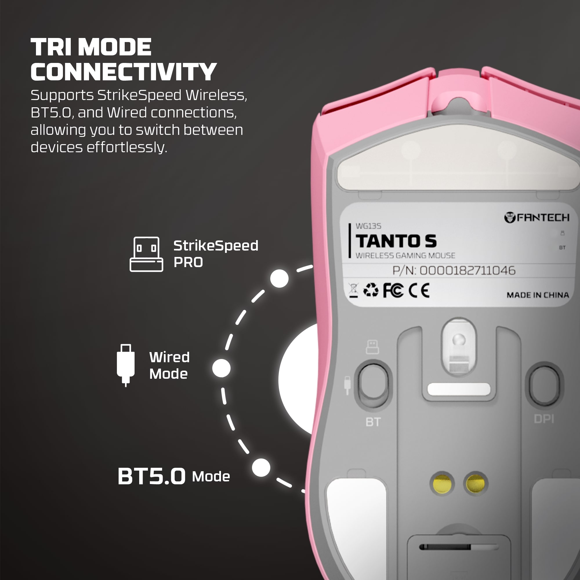 WG13s TANTO S Black Ultimate Gaming Mouse Inalámbrico 26.000 DPI y 8.000 Hz con dock de carga RGB 18