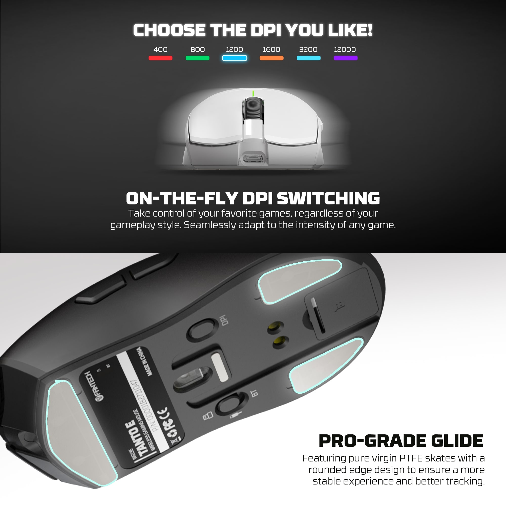 WG13E TANTO E Pink Gaming Mouse Inalámbrico 12.000 DPI con dock de carga RGB 21