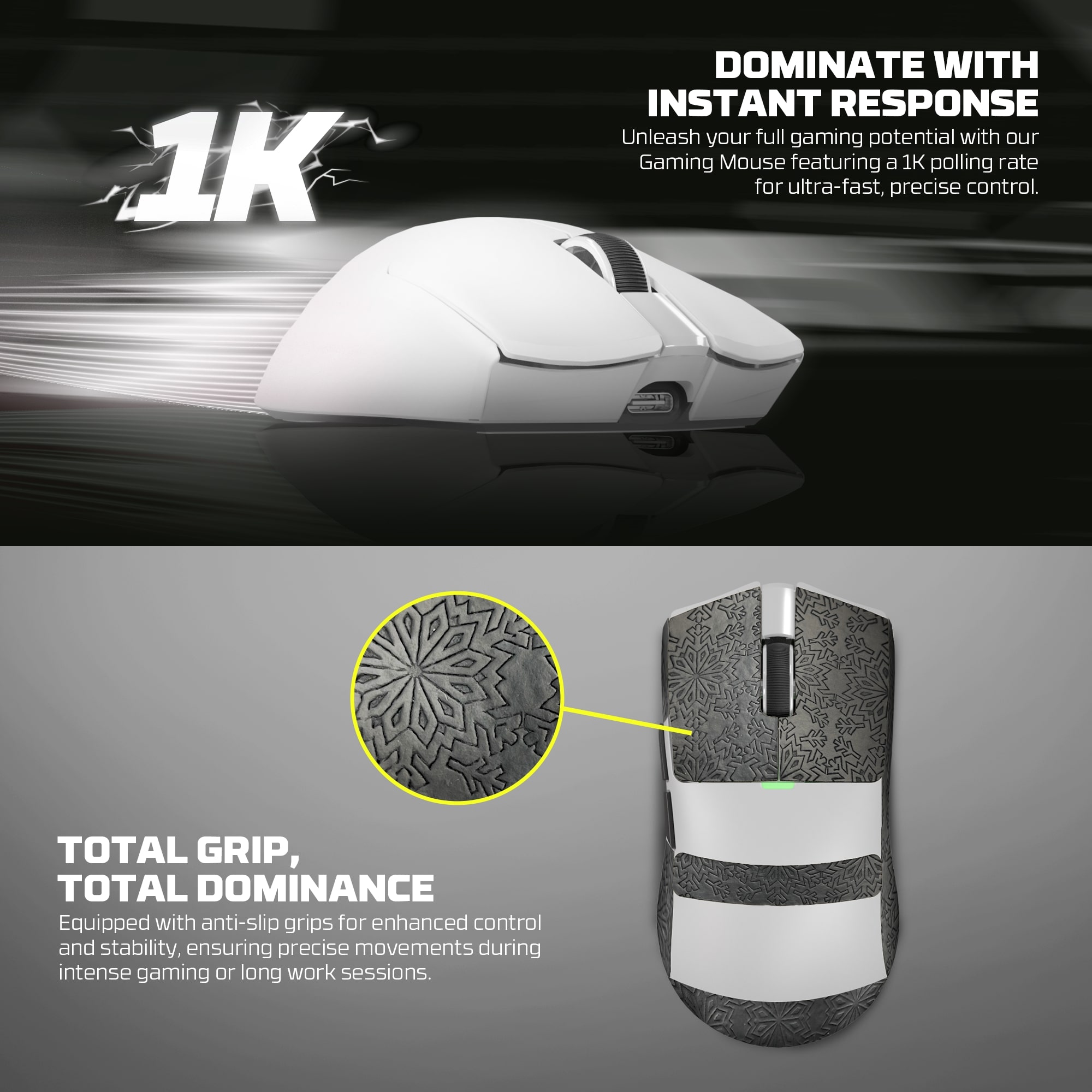 WG13 TANTO White Pro Gaming Mouse Inalámbrico 26.000 DPI con dock de carga RGB 21