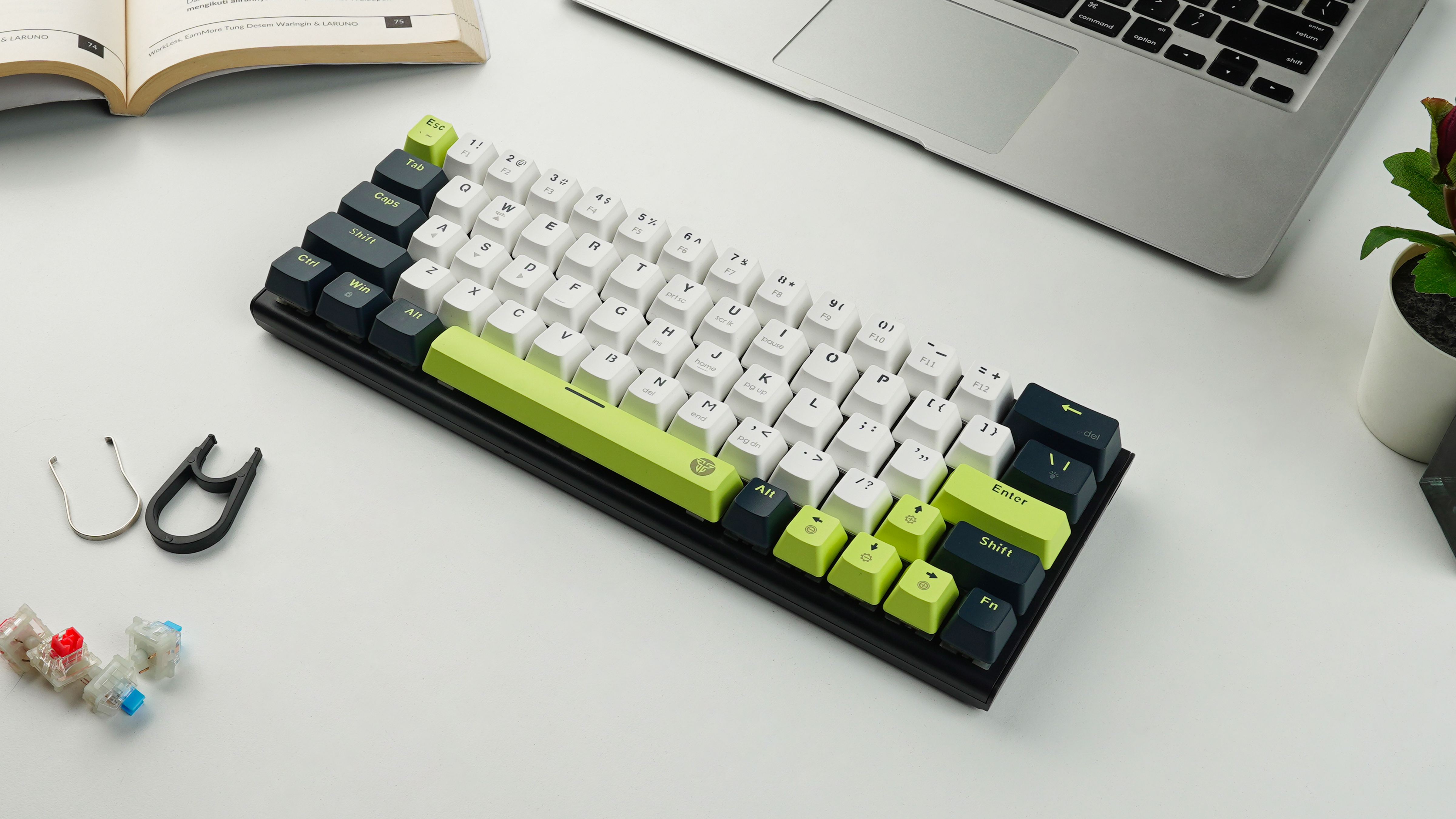 MK874V2 ATOM63 Mori White Teclado Mecánico 60% Hot-Swappable Layout USA 11