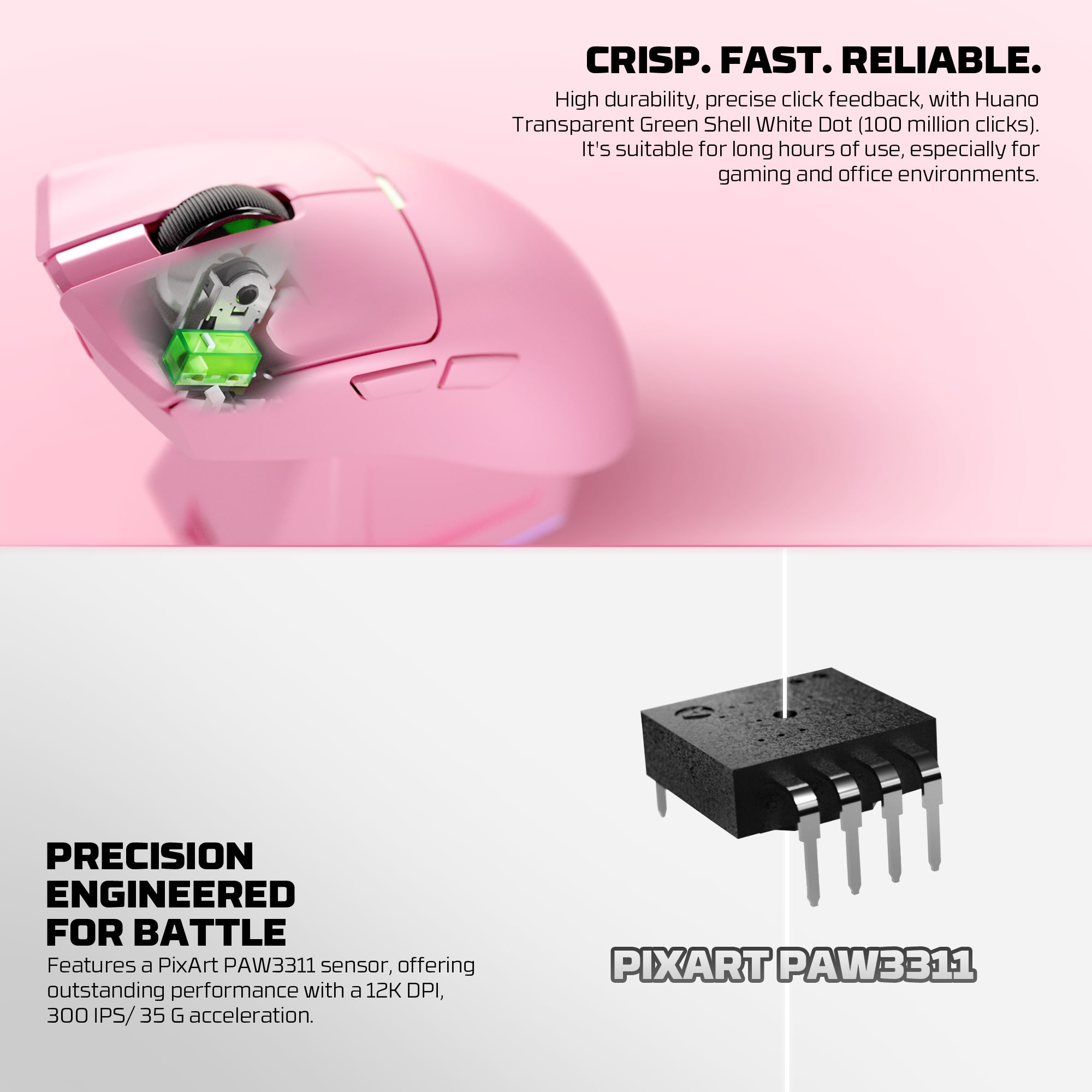 WG13E TANTO E White Gaming Mouse Inalámbrico 12.000 DPI con dock de carga RGB 27
