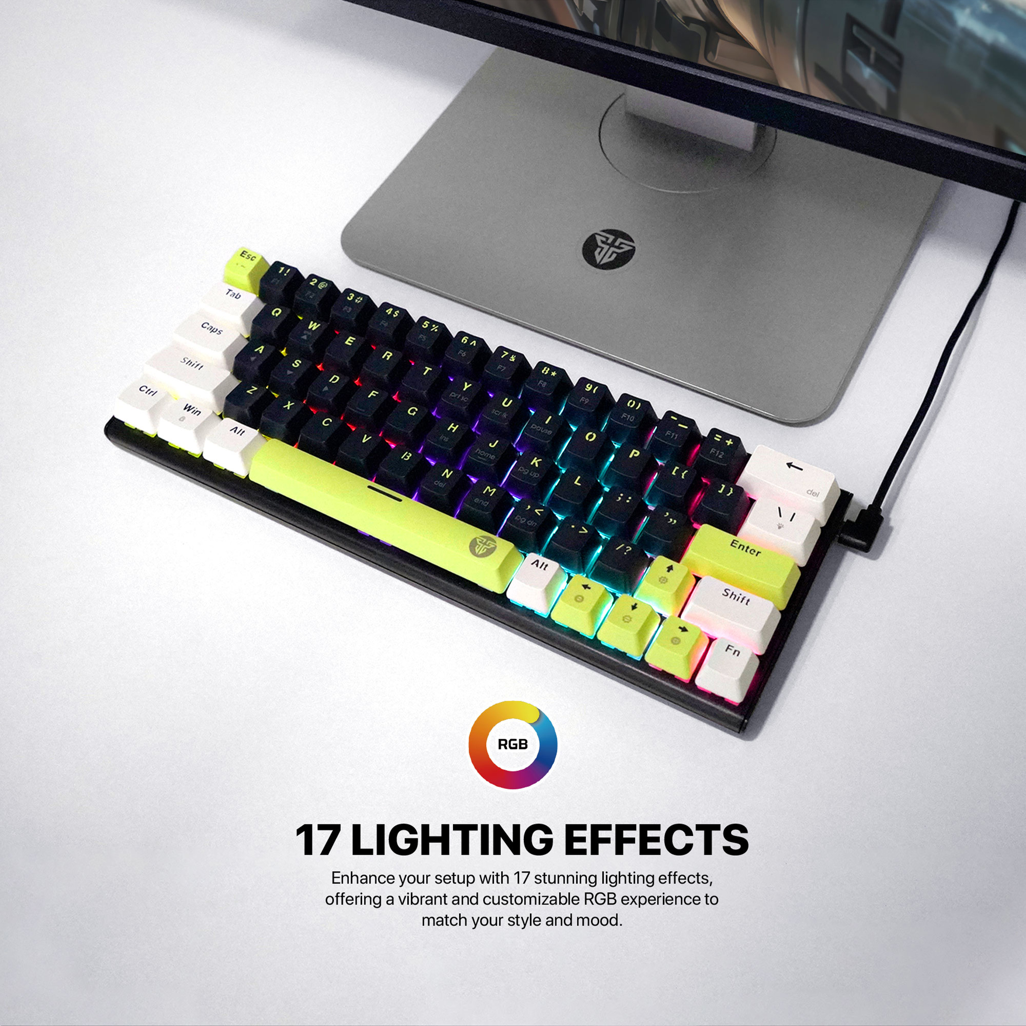 MK874V2 ATOM63 Mori White Teclado Mecánico 60% Hot-Swappable Layout USA 13