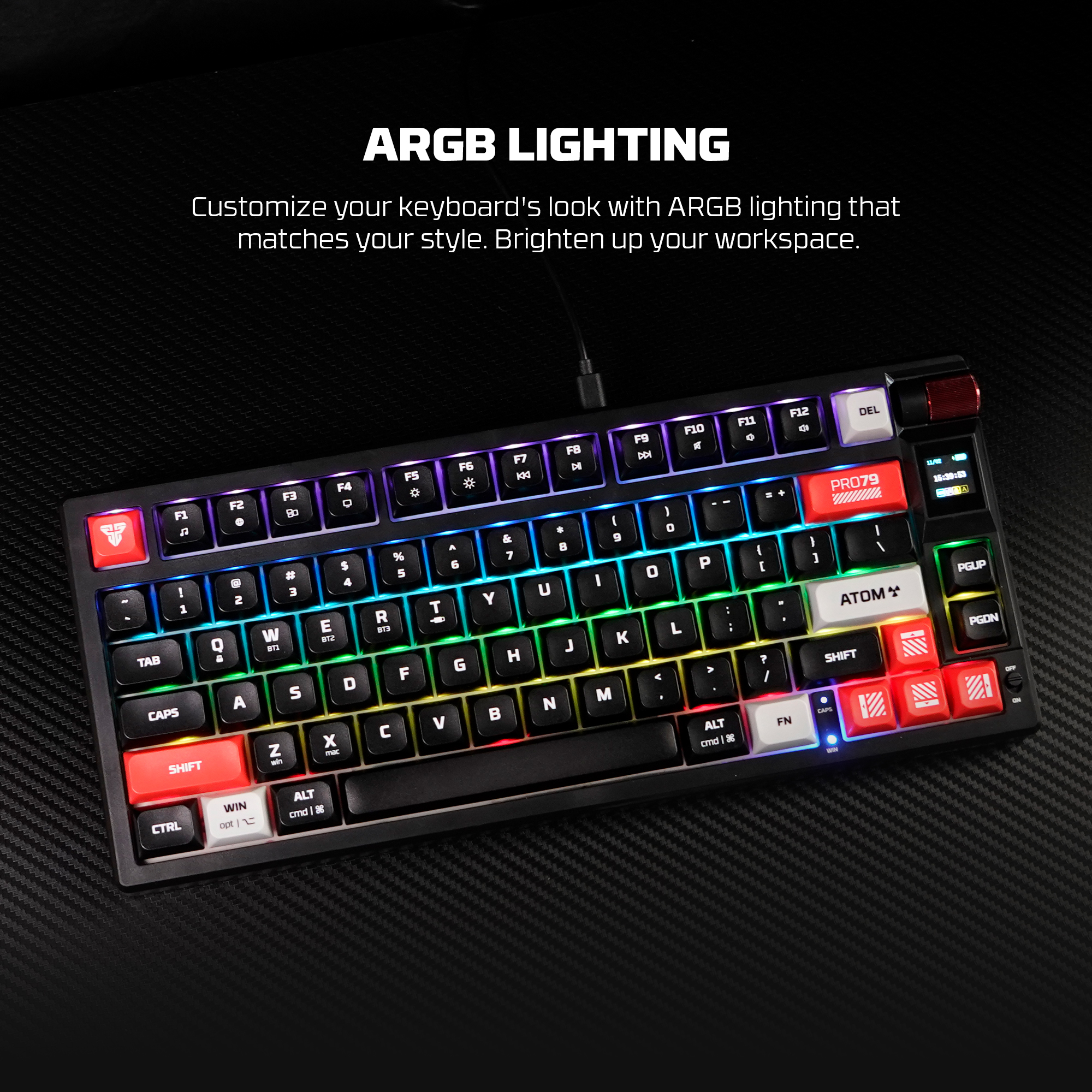 MK917 ATOM PRO79 White Teclado Mecánico Inalámbrico con Pantalla 12