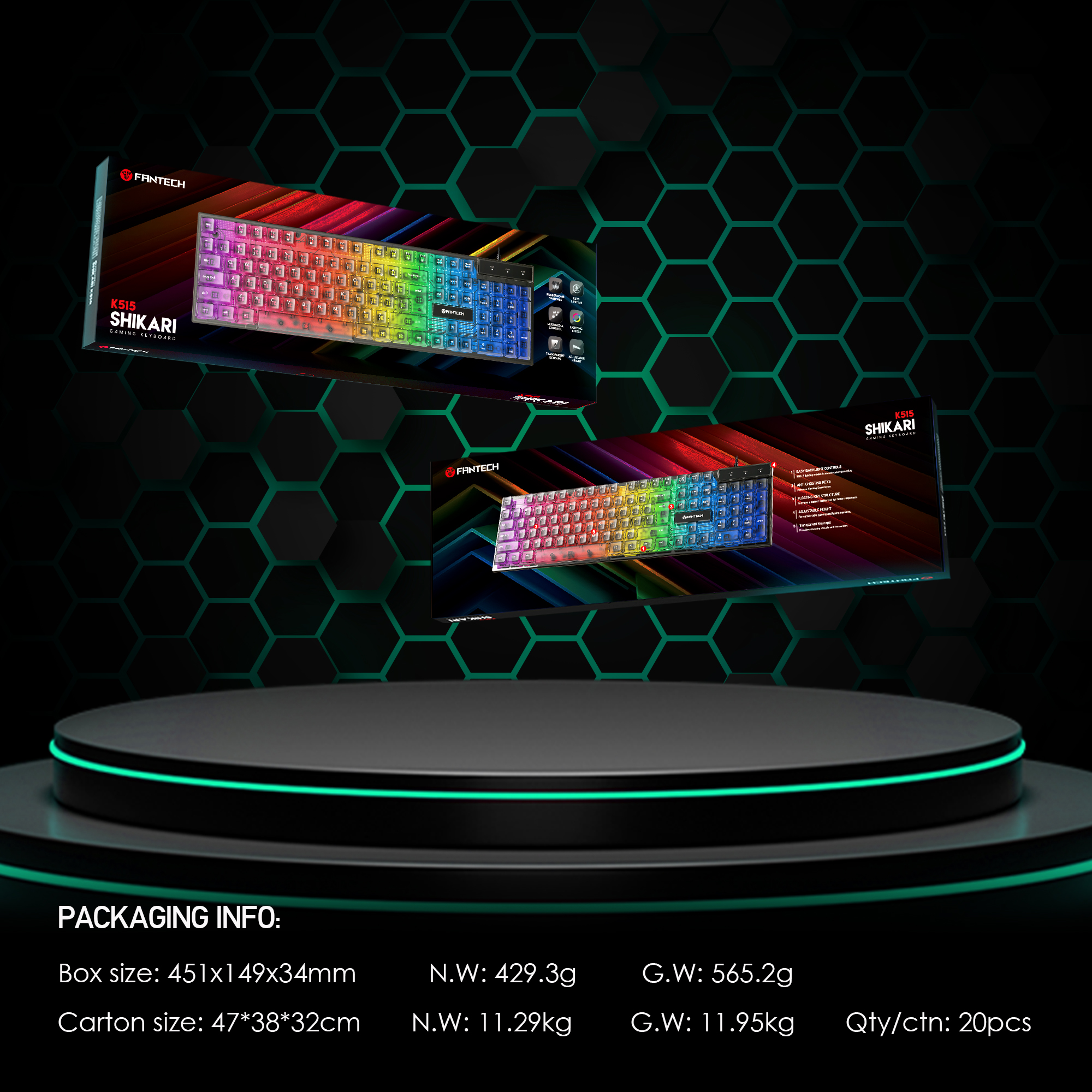 K515 SHIKARI Black Teclado Membrana RGB 11