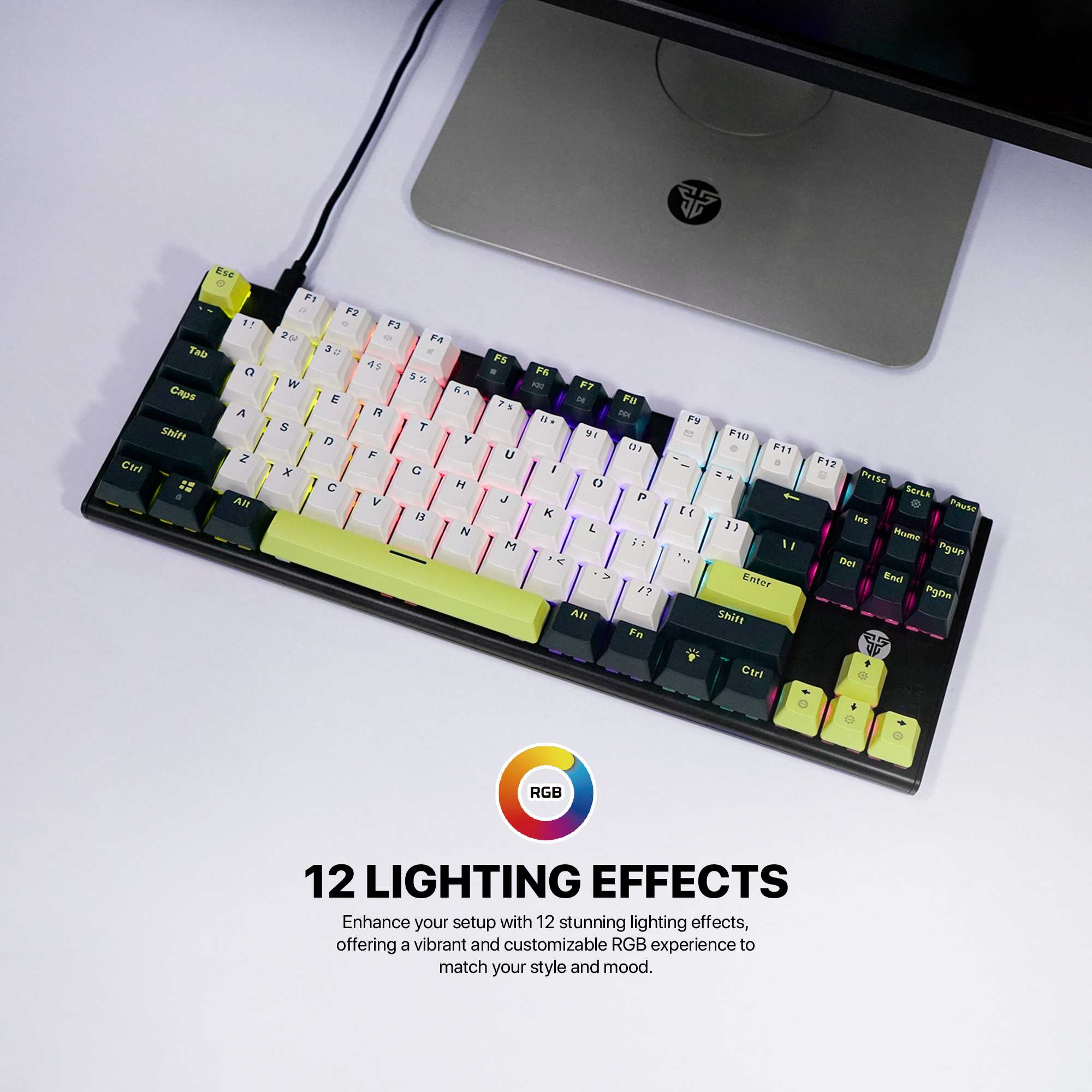 MK877s ATOM87s Mori White Teclado mecánico 80% Hot-Swappable Layout USA 13