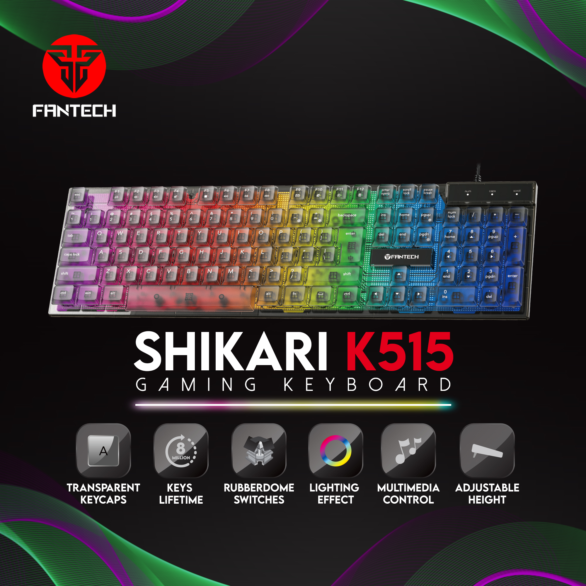 K515 SHIKARI Black Teclado Membrana RGB 18