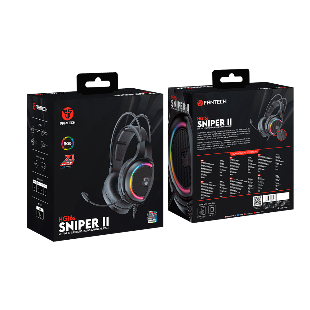 HG16s SNIPER Black Audífonos USB 7.1 Virtual 7