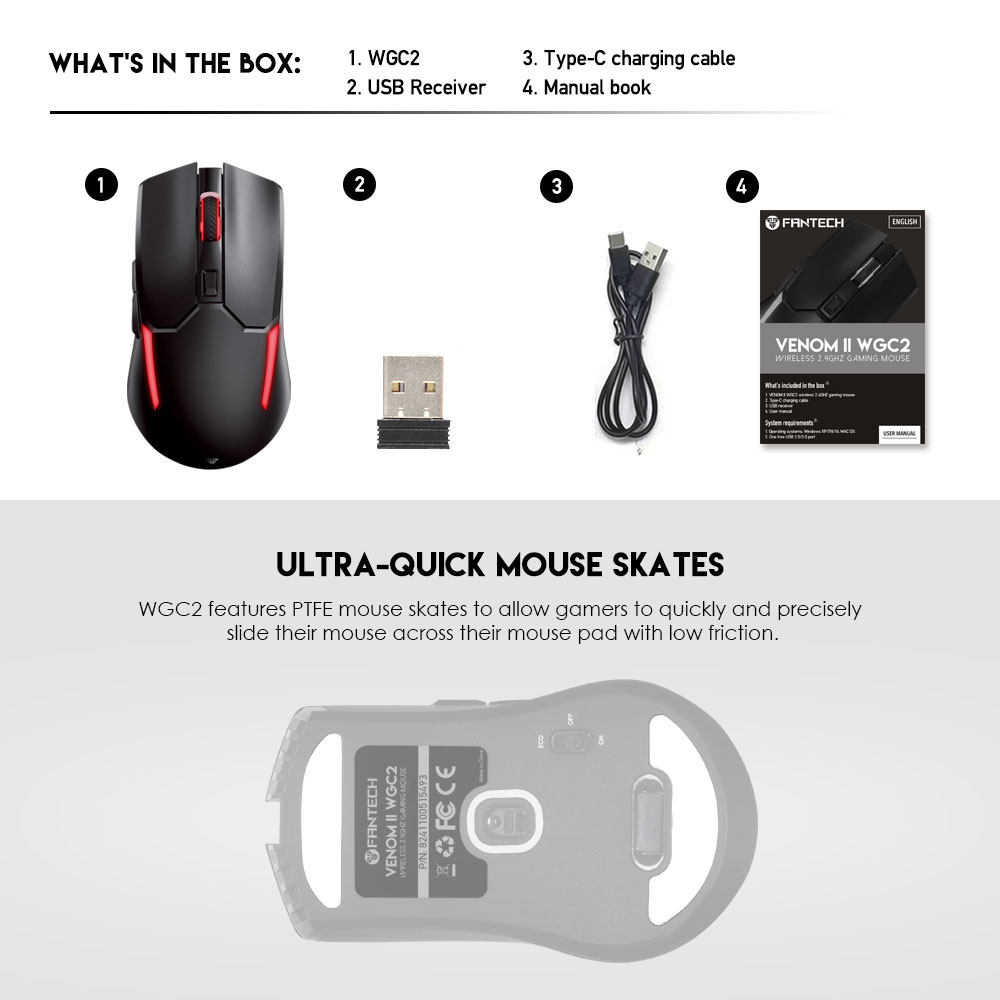WGC2 VENOM II Vibe Edition Black Mouse Inalámbrico 4.000 DPI 11