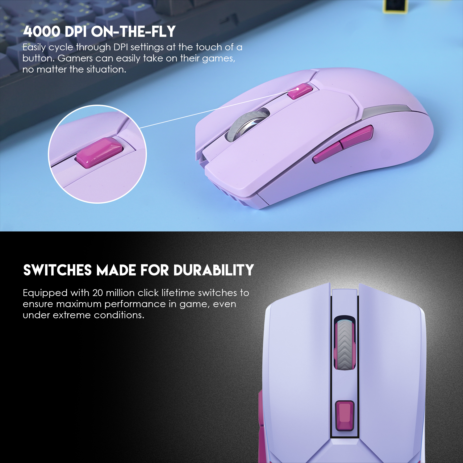 WGC2 VENOM II Vibe Edition Purple Mouse Inalámbrico 4.000 DPI 10