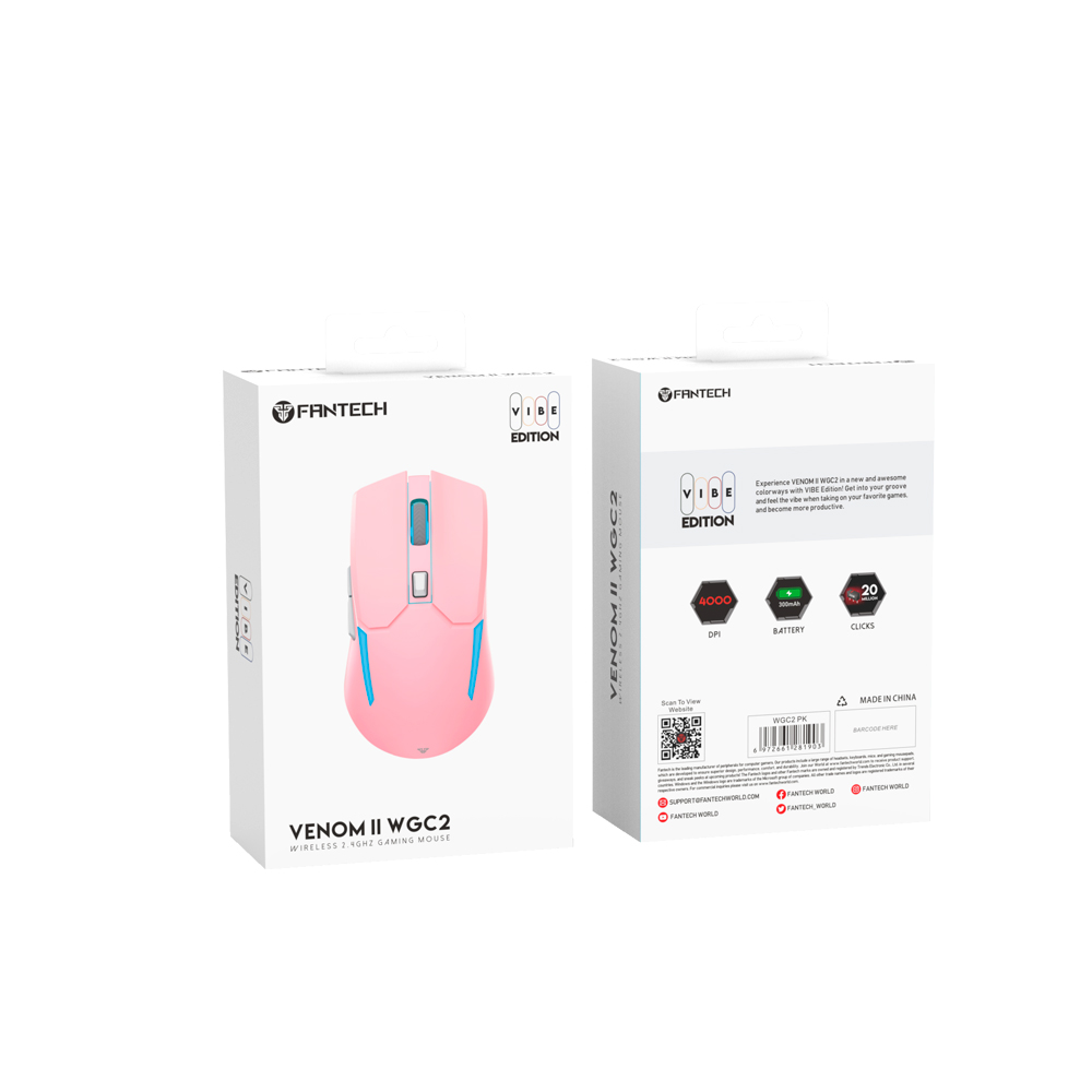 WGC2 VENOM II Vibe Edition Pink Mouse Inalámbrico 4.000 DPI 13
