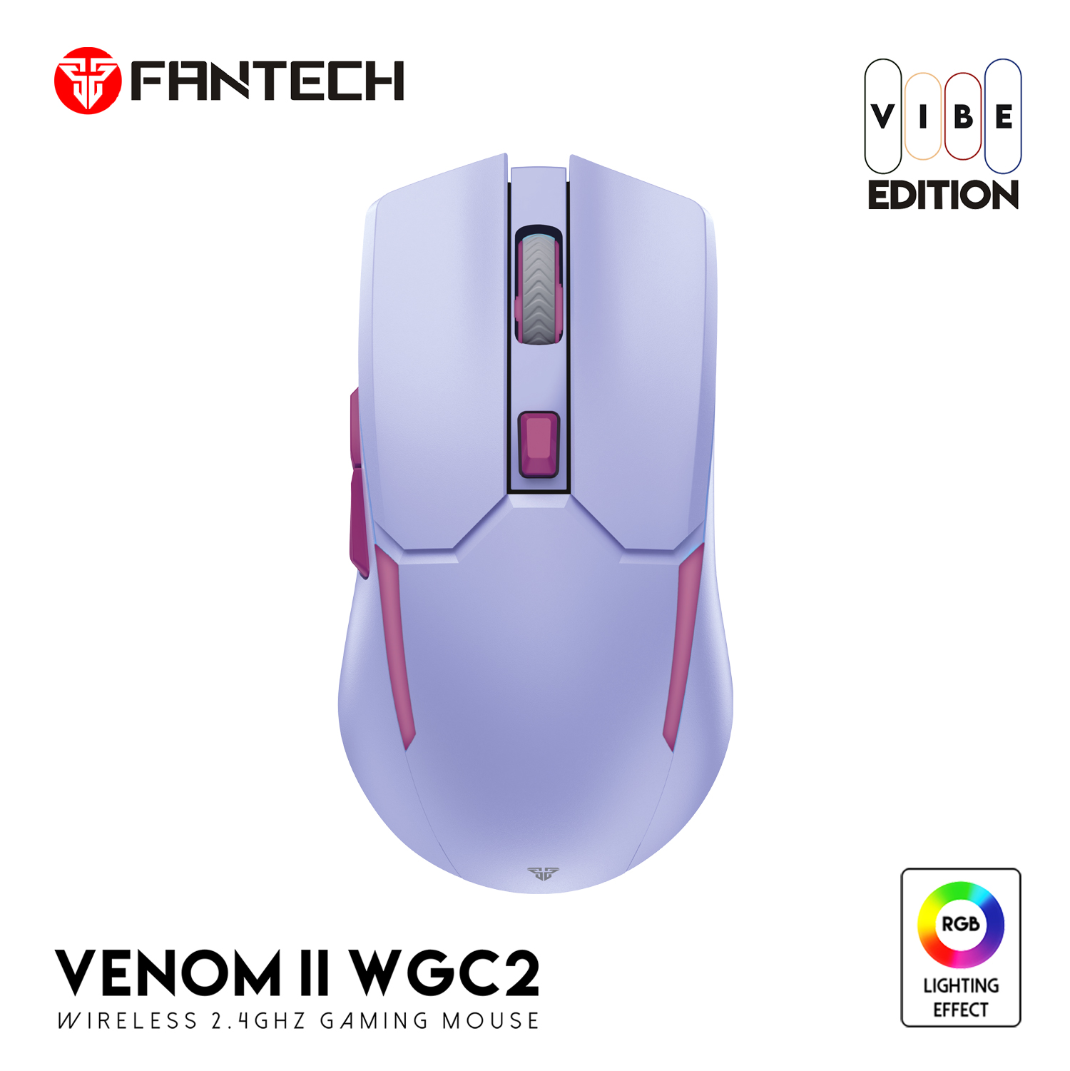 WGC2 VENOM II Vibe Edition Purple Mouse Inalámbrico 4.000 DPI 16