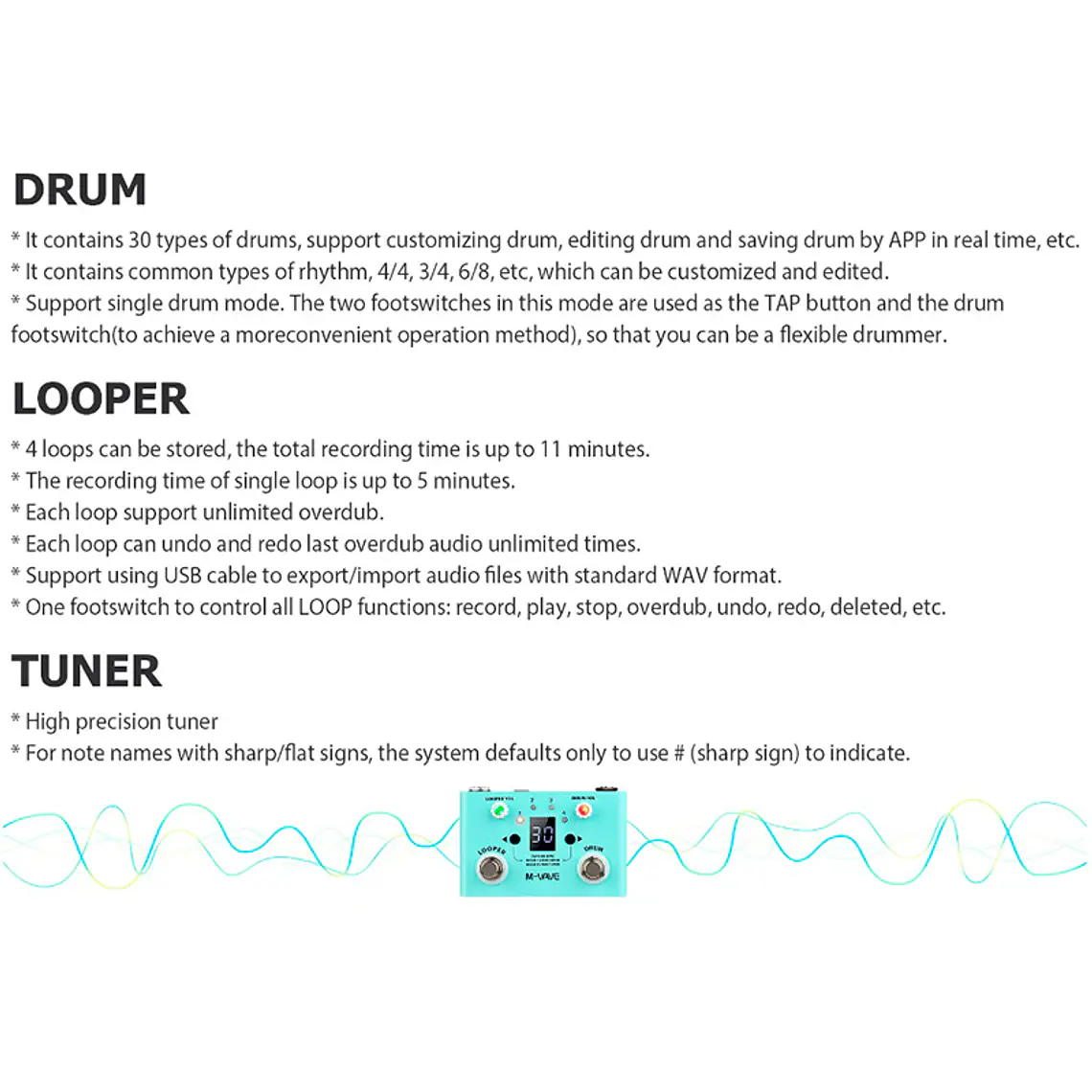 M-Vave Lost Tempo - Ritmos Batería + Looper 4