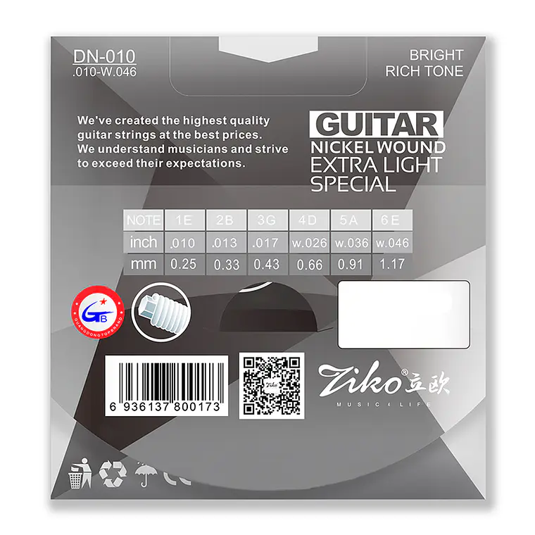 Ziko Cuerdas Guitarra Eléctrica 0.10 DN-010 3