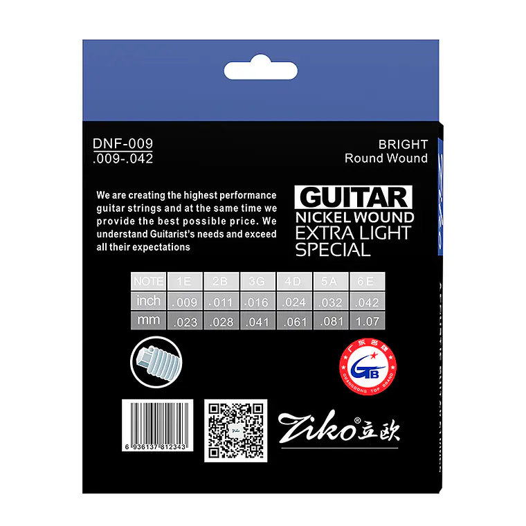 Ziko Cuerdas Guitarra Eléctrica 0.09 DNF-009 3