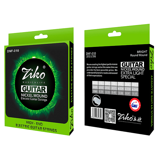 Ziko Cuerdas Guitarra Eléctrica 0.10 DNF-010