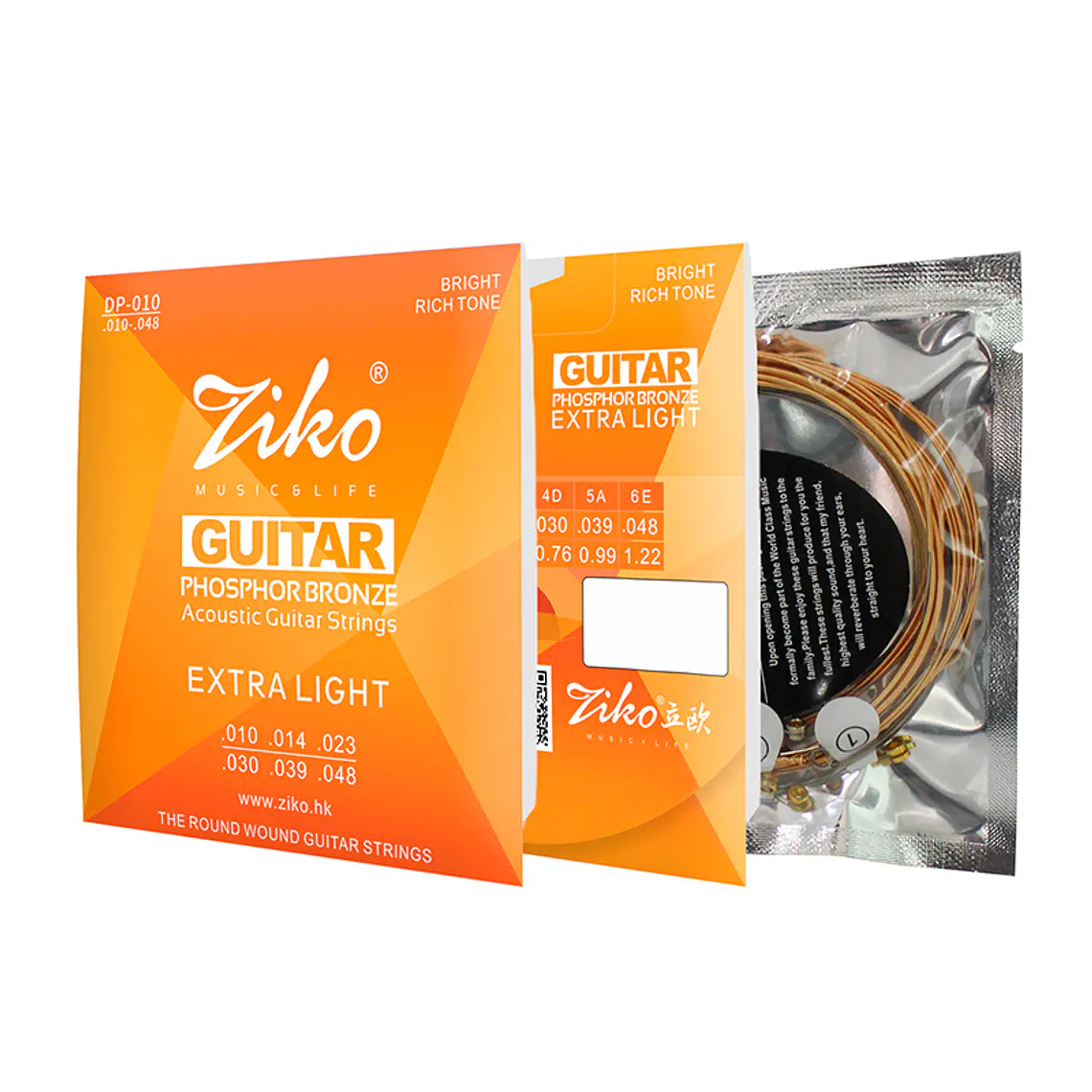 Ziko Cuerdas Metálicas Guitarra Acústica 0.10 DP-010 3