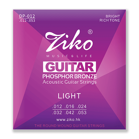 Ziko Cuerdas Metálicas Guitarra Acústica 0.12 DP-012