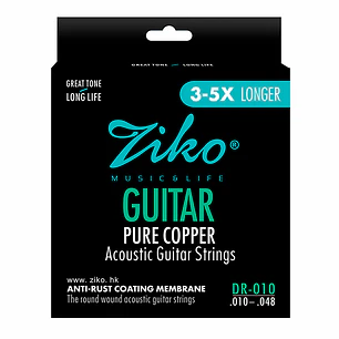 Ziko Cuerdas Metálicas Guitarra Acústica 0.10 DR-010