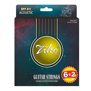 Ziko Cuerdas Metálicas Guitarra Acústica 0.11 / + 2 Cuerdas DPP-011