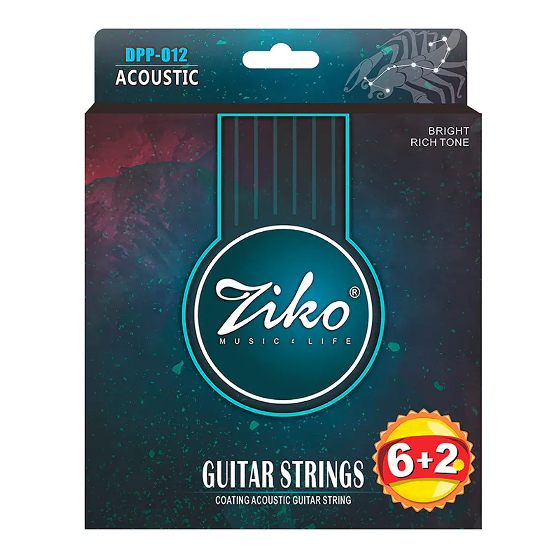 Ziko Cuerdas Metálicas Guitarra Acústica 0.12 / + 2 Cuerdas DPP-012 1