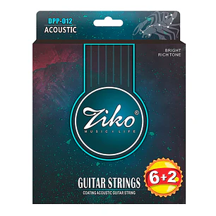 Ziko Cuerdas Metálicas Guitarra Acústica 0.12 / + 2 Cuerdas DPP-012