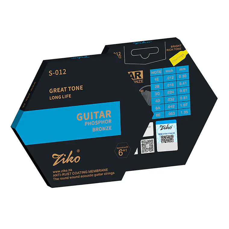 Ziko Cuerdas Metálicas Guitarra Acústica 0.12 S-012 3