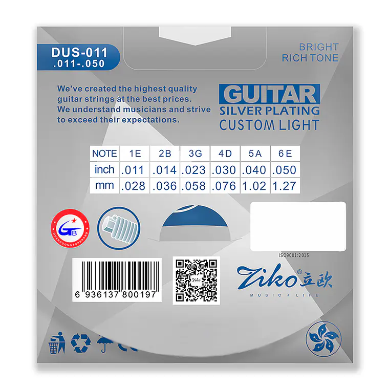 Ziko Cuerdas Metálicas Guitarra Acústica 0.11 DUS-011 2