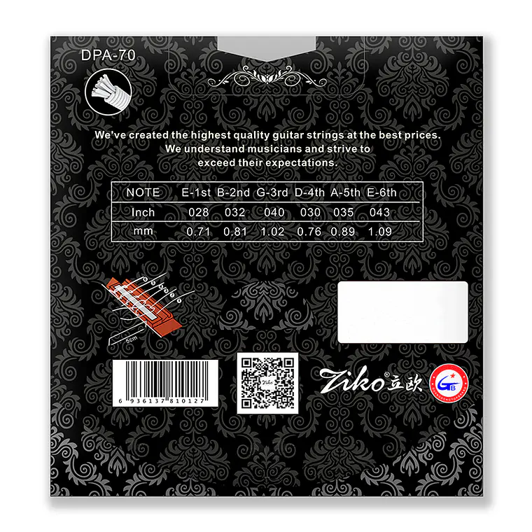 Ziko Cuerdas Nylon Guitarra Acústica DPA-70 2