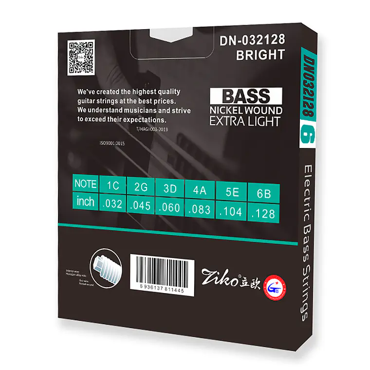 Ziko Cuerdas Bajo Eléctrico 6 Cuerdas DN-032128 2
