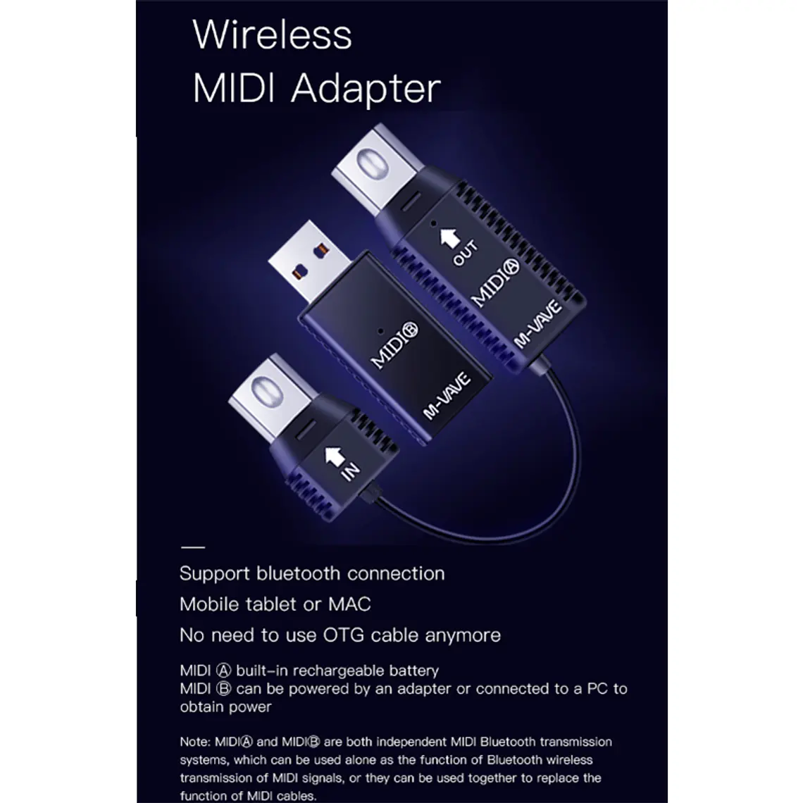 M-Vave MIDI Bluetooth MS1 - Transmisor MIDI 2