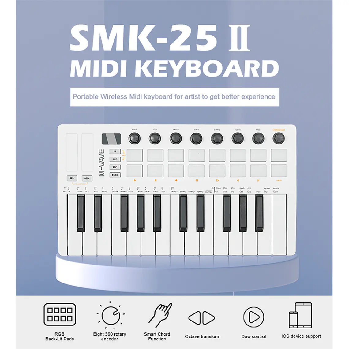 M-Vave SMK25 II - Controlador MIDI Bluetooth Negro 5