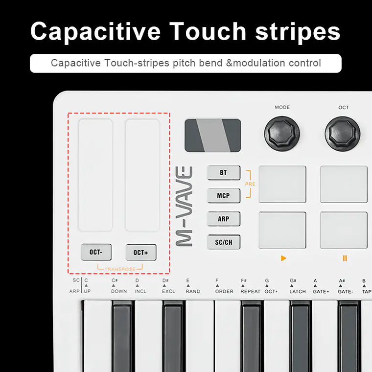 M-Vave SMK25 II - Controlador MIDI Bluetooth Blanco 9