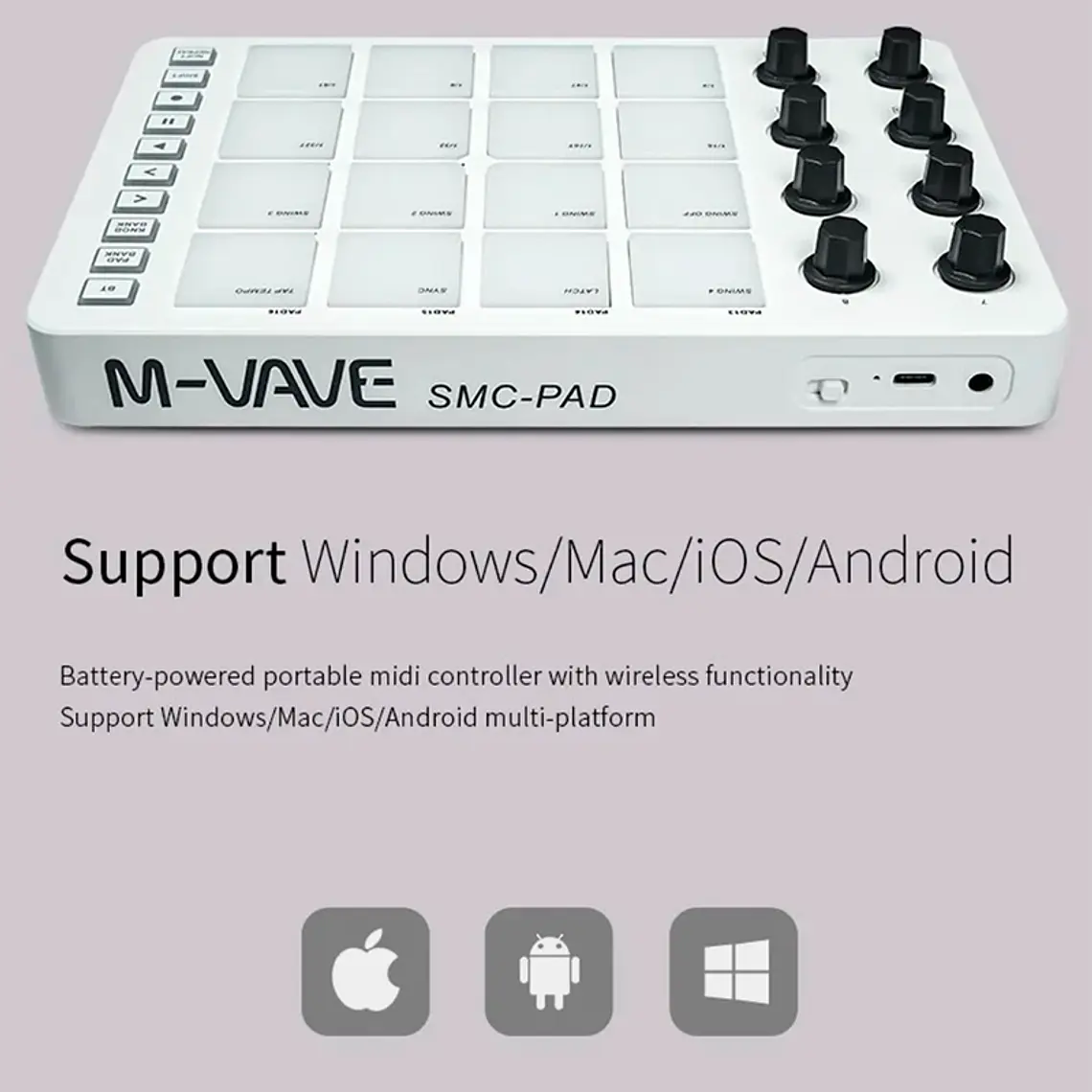 M-Vave SMC PAD - Controlador MIDI Bluetooth Blanco 4